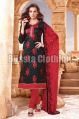 Black & Red Embroidered Dress Material