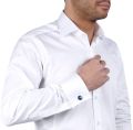 Mens Cotton White Plane Shirt with Full Sleeves.
