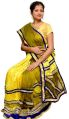 Light Yellow Brasoonet With Mahendi Fancy Net Saree