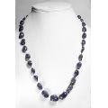 925 Sterling Silver Blue Sapphire Gemstone Beads Necklace