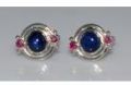 925 Sterling Silver Sapphire & Ruby Gemstone Men's Cufflink