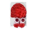 Red White Crochet Cap  Baby Socks
