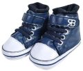 Baby Soft Canvas Long Shoes/Booties - Navy Blue
