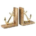 Brown Plain Polished Wooden Bookends