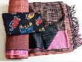 lite weight khadi cotton ikkat sarees with Kalamkari cotton blouse