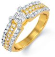 Pissara Dazzling Gold and Rhodium Plated CZ Solitaire Ring