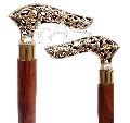 Engraved Brass Handle Victorian Wooden Walking Stick
