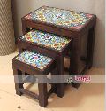 Mango Wood Jangid Art And Crafts wooden nesting stool set