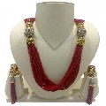 Ratnatray Long Multilayered Red Beads Necklace