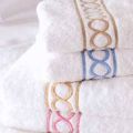 White Jacquard Towel With Border / Embroidery