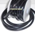 Round Leather Cords - Stitched   C016 Black Glossy