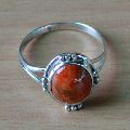 2.3 Gm Orange Copper Turquoise Gemstone 925 Sterling Silver Ring