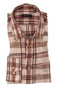 Brown Tonal Check Linen Shirt