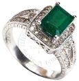 Uncut Diamond, Emerald Finger Ring