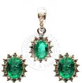 Uncut Diamond, Emerald Pendent Set