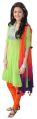 Parrot Green /Red Georgette Red Churidar Suit