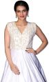 White Dupion Embroidered Gown