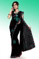Black Faux Georgette Saree with Unstitched Blouse