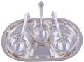Gsm Silver Plated Manchurian Bowl Set with Oval Tray 7 Pcs. ( 17cmx26cmx4cm)