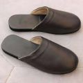 Black Brown Plain mens leather slippers